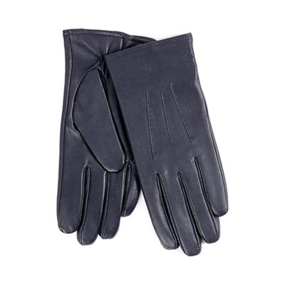 Isotoner Ladies Navy 3 Point Leather Glove